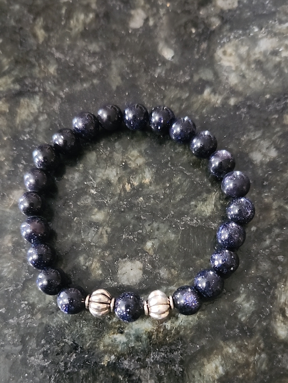 Handmade Blue Sandstone Beaded Bracelet